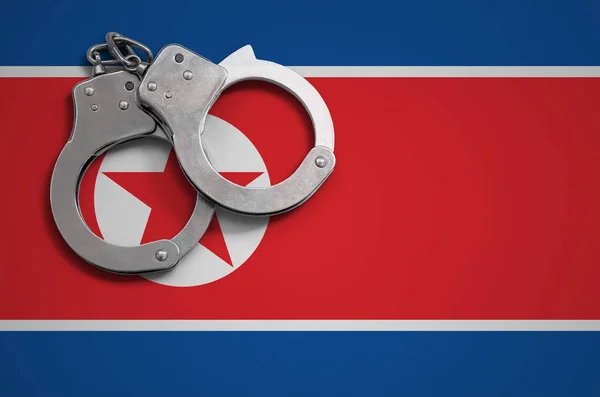 Bandera Corea Del Norte Esposas Policía Concepto Delito Delitos País —  Fotos de Stock