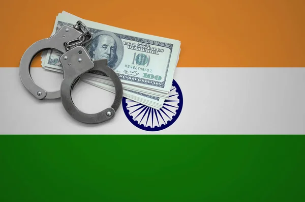 Vlajka Indie Pouty Balík Dolarů Koncepce Porušení Zákona Zloději Zločiny — Stock fotografie