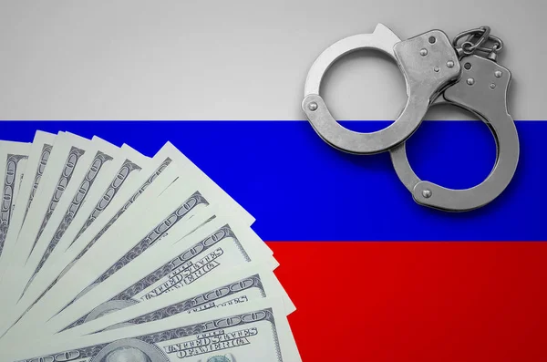 Oroszország Zászlót Bilincs Egy Köteg Ból Dollárok Banki Műveletek Bennünk — Stock Fotó
