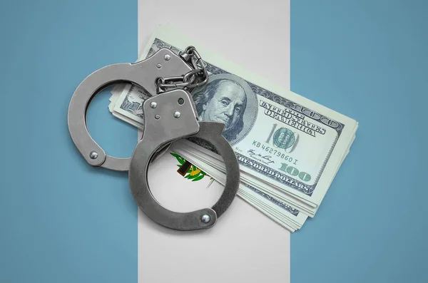 Guatemala Flag Handcuffs Bundle Dollars Currency Corruption Country Financial Crimes — Stock Photo