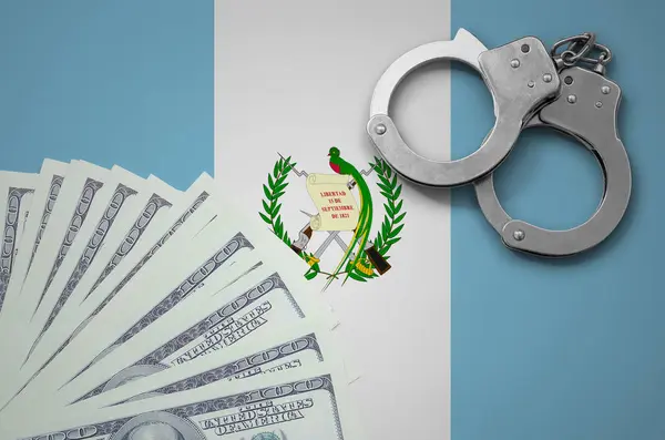 Guatemala Flag Handcuffs Bundle Dollars Concept Illegal Banking Operations Currency — Stock Photo