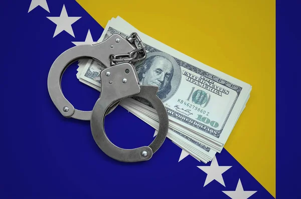 Vlajka Bosny Hercegoviny Pouty Balík Dolarů Měna Korupce Zemi Finanční — Stock fotografie