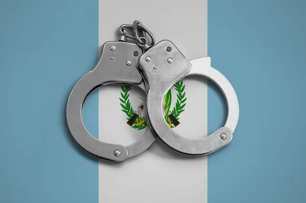 Guatemala Flag Police Handcuffs Concept Observance Law Country Protection Crime — Stock Photo