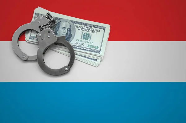 Luxemburg Vlag Met Handboeien Een Bundel Die Van Dollars Het — Stockfoto