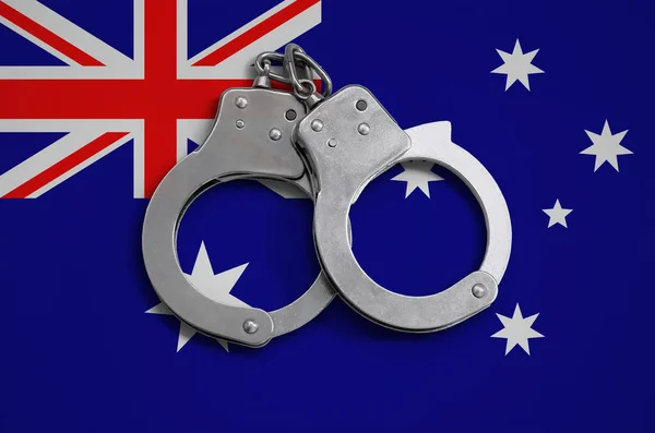 Bandera Australia Esposas Policía Concepto Observancia Ley País Protección Contra — Foto de Stock