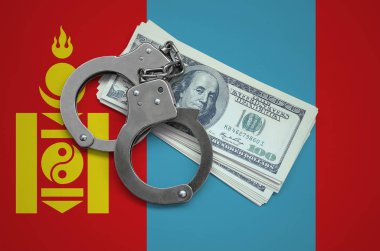 Kelepçe ile Moğolistan bayrağı ve a bohça-in dolar. Ülkenin para birimi bozulması. Mali suçlar.