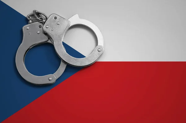 Cseh Zászló Rendőrség Megbilincselve Koncepció Bűnözés Bűncselekmények Országban — Stock Fotó