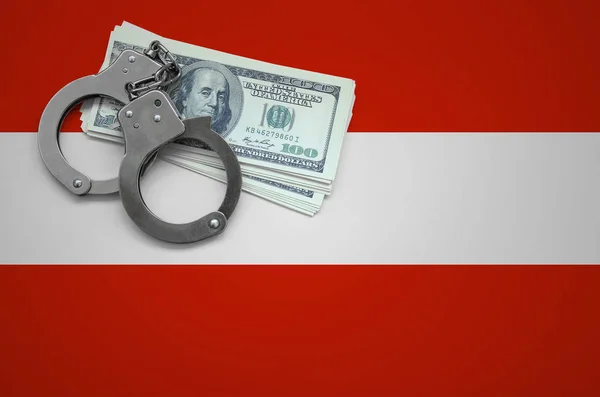 Áustria Bandeira Com Algemas Pacote Dólares Conceito Infringir Lei Crimes — Fotografia de Stock