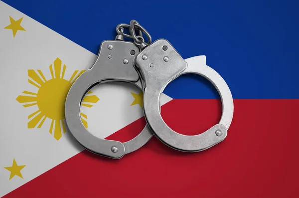 Philippines Flag Police Handcuffs Concept Observance Law Country Protection Crime — Stock Photo, Image