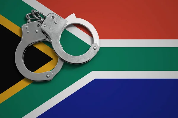 Bandera Sudáfrica Esposas Policía Concepto Delito Delitos País —  Fotos de Stock