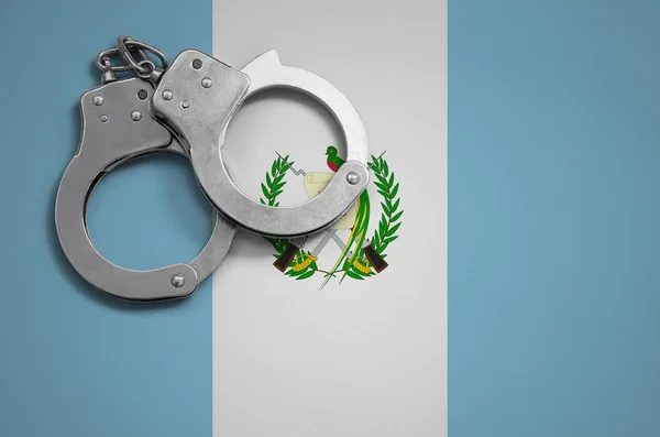 Guatemala Flag Police Handcuffs Concept Crime Offenses Country — Stock Photo