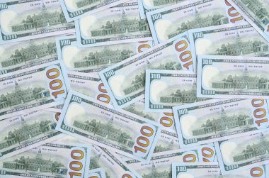 Çok sayıda bize para orta mavi bir şerit ile yeni bir tasarım. Üstten görünüm.