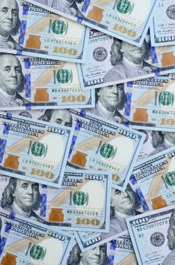 Çok sayıda bize para orta mavi bir şerit ile yeni bir tasarım. Üstten görünüm.