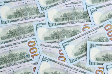 Çok sayıda bize para orta mavi bir şerit ile yeni bir tasarım. Üstten görünüm.