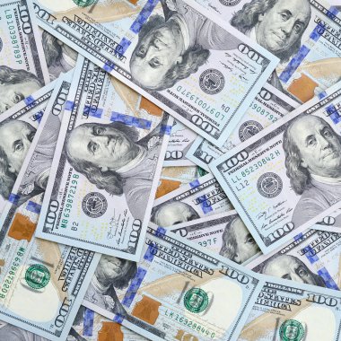 Çok sayıda bize para orta mavi bir şerit ile yeni bir tasarım. Üstten görünüm.