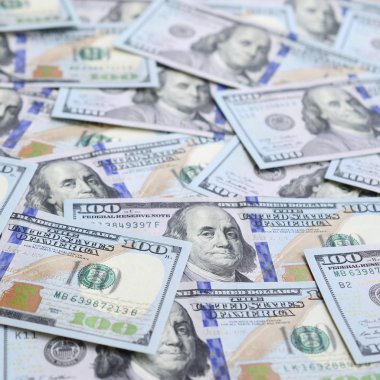 Çok sayıda bize para orta mavi bir şerit ile yeni bir tasarım. Üstten görünüm.