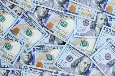 Çok sayıda bize para orta mavi bir şerit ile yeni bir tasarım. Üstten görünüm.