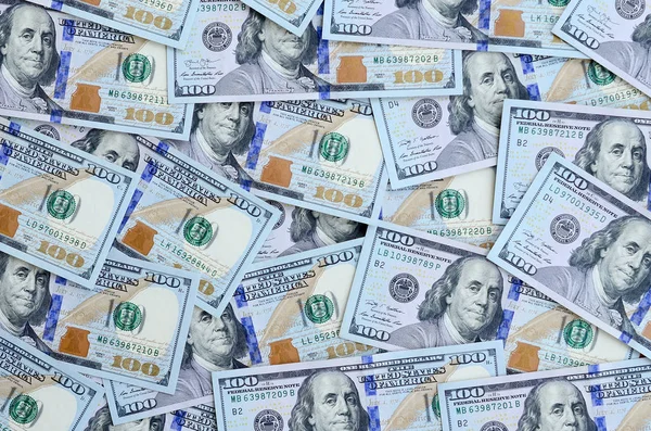 Gran Número Billetes Dólares Estadounidenses Nuevo Diseño Con Una Franja —  Fotos de Stock