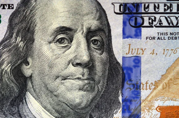 Macro Disparó Cien Billetes Dólar Estadounidense Cerca — Foto de Stock