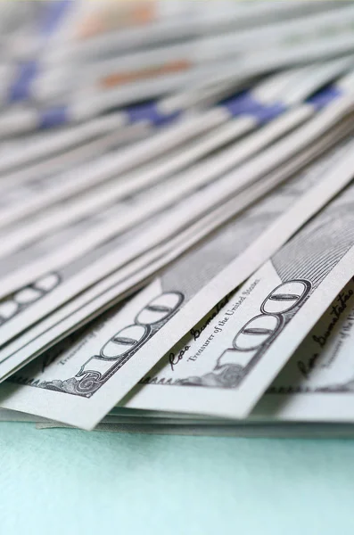 Makro Snímek Malou Hloubkou Ostrosti Sto Americké Dolarové Bankovky — Stock fotografie