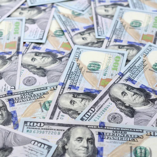 Gran Número Billetes Dólares Estadounidenses Nuevo Diseño Con Una Franja — Foto de Stock
