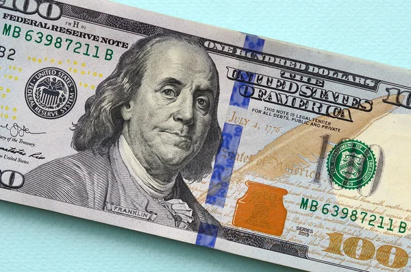 Billetes Dólares Estadounidenses Nuevo Diseño Con Una Raya Azul Medio — Foto de Stock