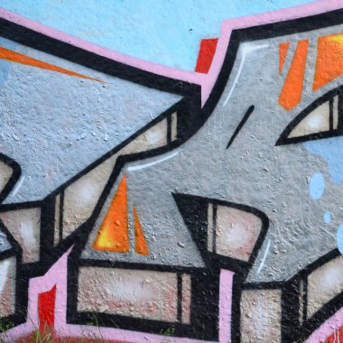 Grafiti çizimler parçası. Eski duvar boya lekeleri sokak sanatı kültür tarzı ile dekore edilmiştir. Renkli arka plan doku.