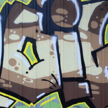 Grafiti çizimler parçası. Eski duvar boya lekeleri sokak sanatı kültür tarzı ile dekore edilmiştir. Renkli arka plan doku.