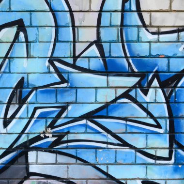 Grafiti çizimler parçası. Eski duvar boya lekeleri sokak sanatı kültür tarzı ile dekore edilmiştir. Renkli arka plan doku.