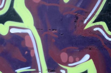 Grafiti çizimler parçası. Eski duvar boya lekeleri sokak sanatı kültür tarzı ile dekore edilmiştir. Renkli arka plan doku.