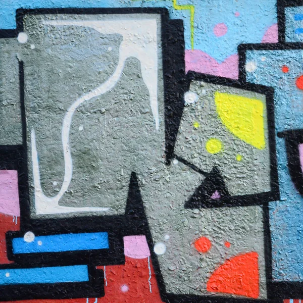 Fragment Von Graffiti Zeichnungen Die Alte Wand Mit Farbflecken Stil — Stockfoto