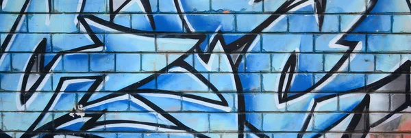 Fragment Von Graffiti Zeichnungen Die Alte Wand Mit Farbflecken Stil — Stockfoto