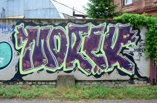 Full Och Acomplished Graffiti Konstverk Den Gamla Muren Inredda Med — Stockfoto