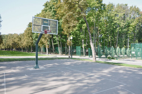 Empty street basketball court. For concepts such as sports and exercise, and healthy lifestyle