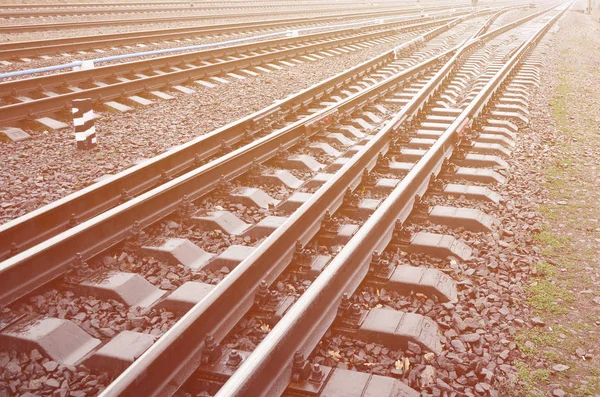 Photo Fragment Railroad Tracks Rainy Weather — Stock Photo, Image