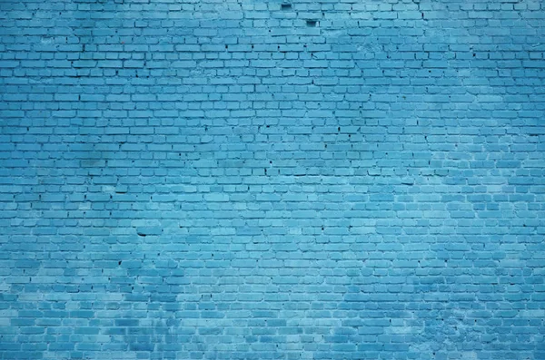 Tekstura Ceglanego Muru Wiele Wierszy Cegieł Malowane Kolorze Niebieskim — Zdjęcie stockowe