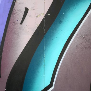 Grafiti çizimler parçası. Eski duvar boya lekeleri sokak sanatı kültür tarzı ile dekore edilmiştir. Renkli arka plan doku soğuk tonlarda.