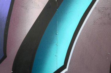 Grafiti çizimler parçası. Eski duvar boya lekeleri sokak sanatı kültür tarzı ile dekore edilmiştir. Renkli arka plan doku soğuk tonlarda.