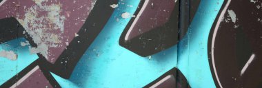 Grafiti çizimler parçası. Eski duvar boya lekeleri sokak sanatı kültür tarzı ile dekore edilmiştir. Renkli arka plan doku soğuk tonlarda.