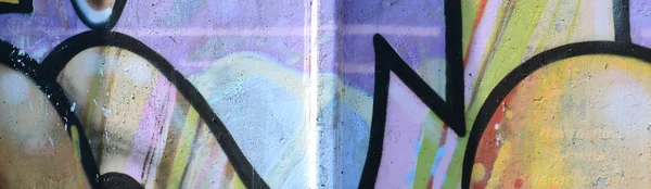 Θραύσμα Από Graffiti Σχέδια Παλιό Τείχος Διακοσμημένα Λεκέδες Χρωμάτων Στο — Φωτογραφία Αρχείου