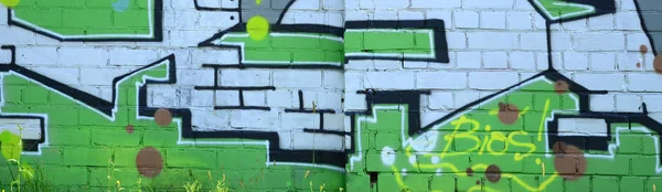 Fragment Von Graffiti Zeichnungen Die Alte Wand Mit Farbflecken Stil — Stockfoto