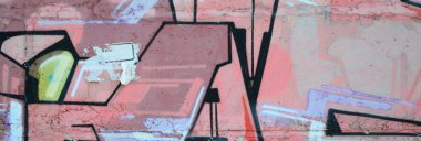 Grafiti çizimler parçası. Eski duvar boya lekeleri sokak sanatı kültür tarzı ile dekore edilmiştir. Renkli arka plan doku sıcak tonları içinde.