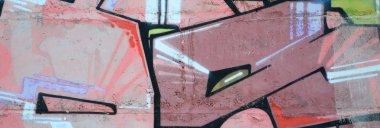 Grafiti çizimler parçası. Eski duvar boya lekeleri sokak sanatı kültür tarzı ile dekore edilmiştir. Renkli arka plan doku sıcak tonları içinde.