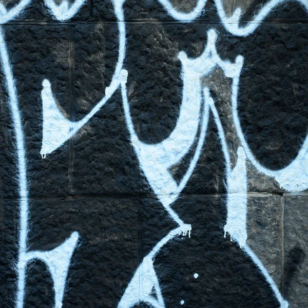 Fragment Graffiti Výkresů Staré Zdi Zdobené Skvrn Stylu Street Artu — Stock fotografie