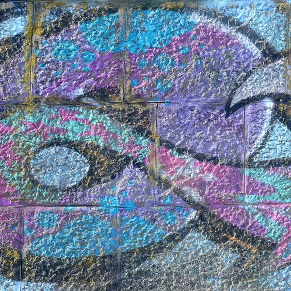 Fragment Graffiti Drawings Old Wall Decorated Paint Stains Style Street — Stock Photo, Image