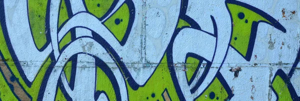 Fragment Von Graffiti Zeichnungen Die Alte Wand Mit Farbflecken Stil — Stockfoto