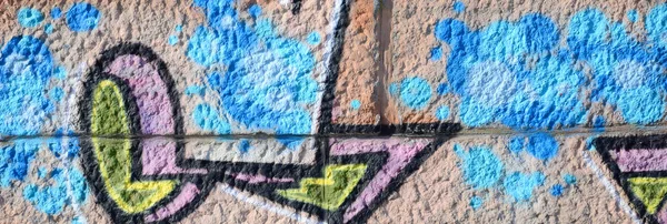 Θραύσμα Από Graffiti Σχέδια Παλιό Τείχος Διακοσμημένα Λεκέδες Χρωμάτων Στο — Φωτογραφία Αρχείου