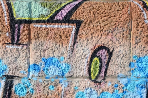 Fragmento Dibujos Grafiti Antigua Pared Decorada Con Manchas Pintura Estilo — Foto de Stock