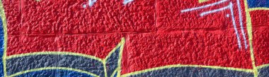 Grafiti çizimler parçası. Eski duvar boya lekeleri sokak sanatı kültür tarzı ile dekore edilmiştir. Renkli arka plan doku sıcak tonları içinde.