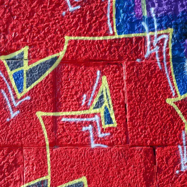 Fragment Von Graffiti Zeichnungen Die Alte Wand Mit Farbflecken Stil — Stockfoto